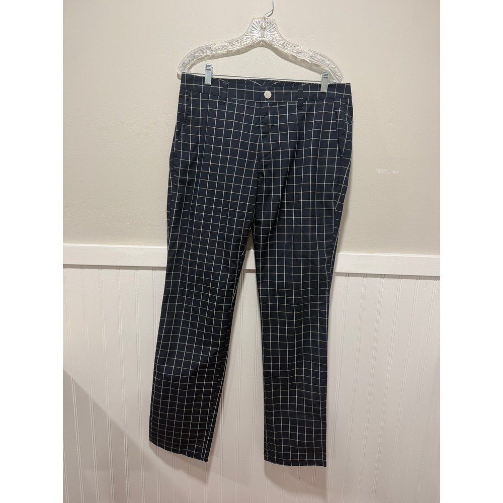 Bonobos Maide Performance Golf Pants Slim Straight Windowpane Navy Men Sz 33x34